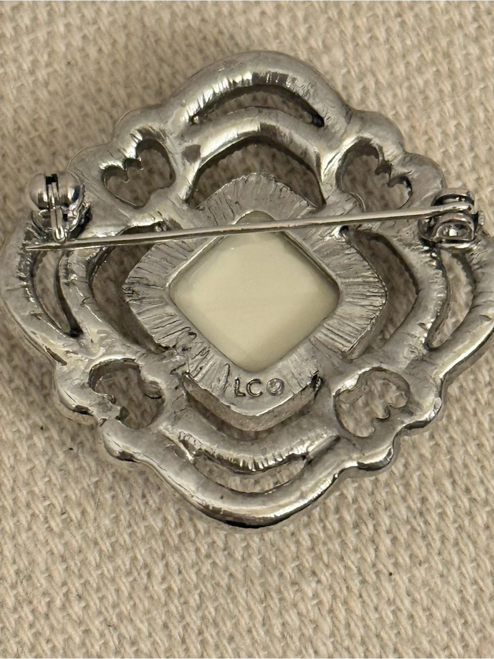 Vintage Liz Claiborne Art Deco Marcasite Brooch 1.5”